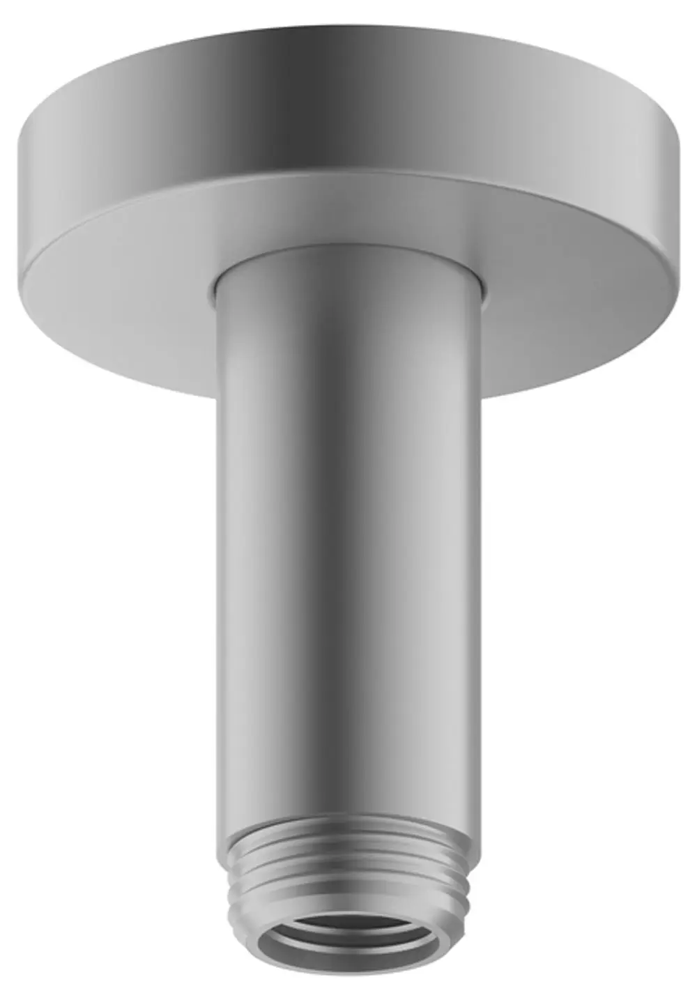 Deckenanschluss aus Aluminium mit einem zylindrischen Rohr und einer runden Halterung. Produkt von Keuco, geeignet für Duschanwendungen.